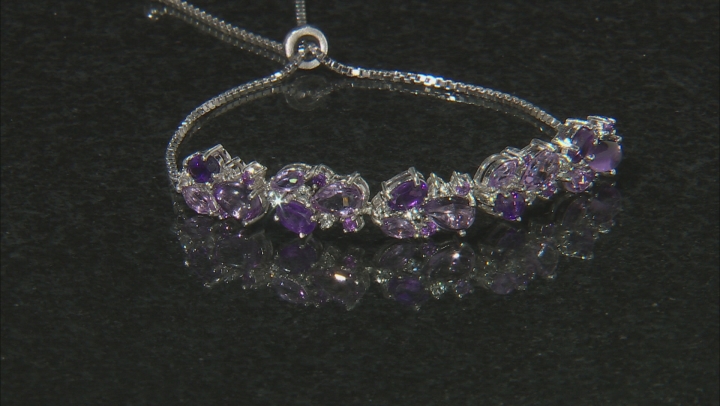 Purple amethyst rhodium over silver bolo bracelet 7.00ctw Video Thumbnail