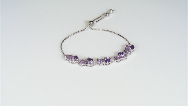 Purple amethyst rhodium over silver bolo bracelet 7.00ctw Video Thumbnail
