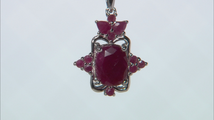 Red Ruby Rhodium Over Silver Pendant With Chain 4.76ctw Video Thumbnail