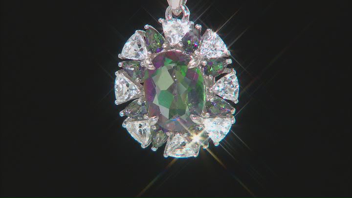 Mystic Fire(R) Topaz Rhodium Over Silver Pendant With Chain 3.54ctw Video Thumbnail