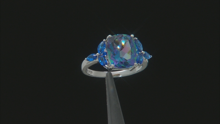 Blue Petalite Rhodium Over Sterling Silver Ring 4.42ctw Video Thumbnail