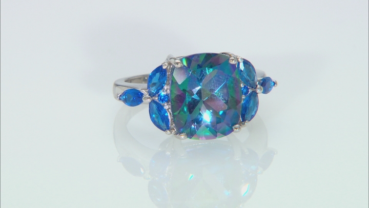 Blue Petalite Rhodium Over Sterling Silver Ring 4.42ctw Video Thumbnail