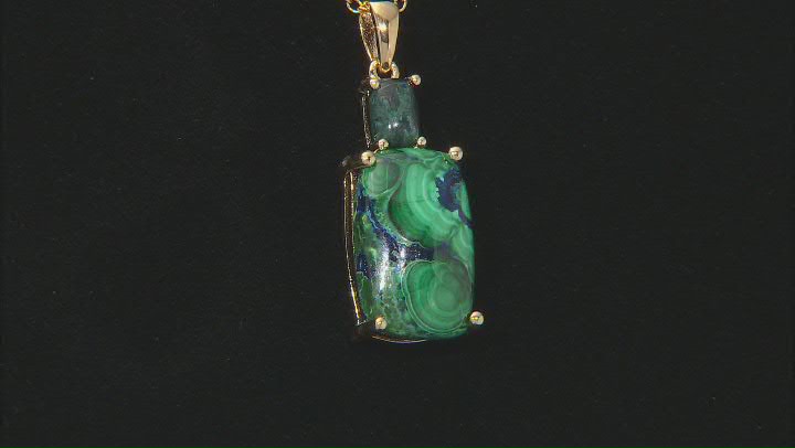 Blue Azurmalachite 18k Gold Over Silver Pendant With Chain Video Thumbnail
