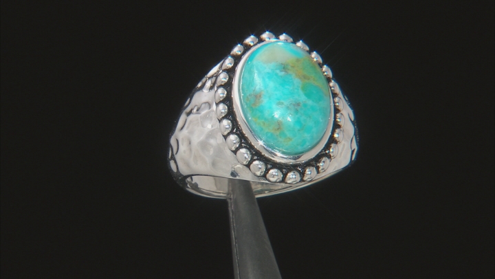 Blue turquoise rhodium over sterling silver ring Video Thumbnail