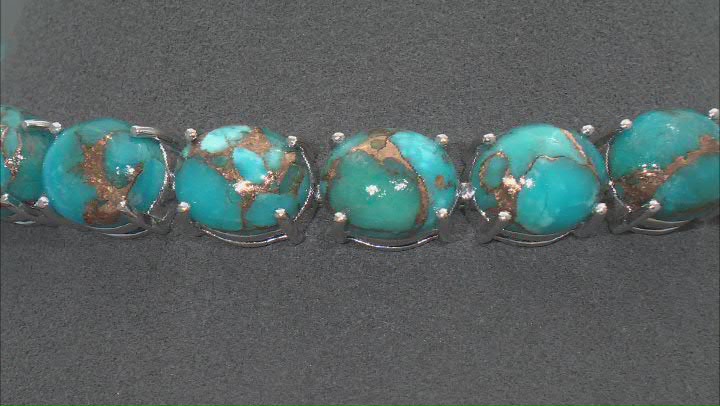 Blue Mohave Turquoise Rhodium Over Sterling Silver Bracelet Video Thumbnail