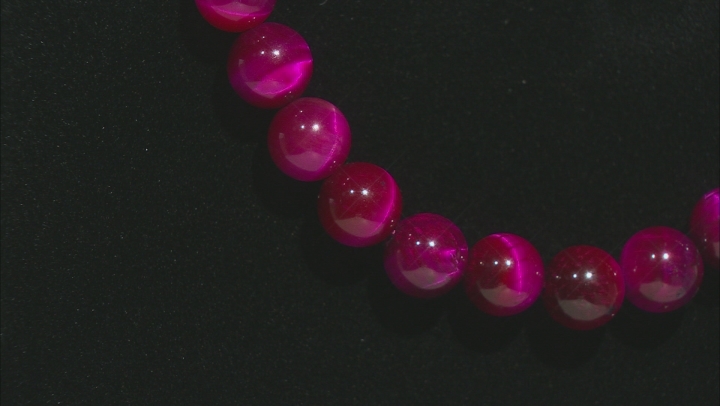 Pink Tigers Eye Strand Rhodium Over Silver Necklace Video Thumbnail