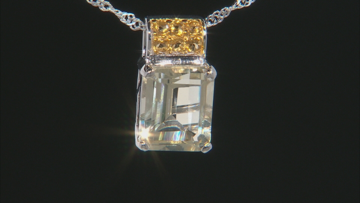 Yellow labradorite rhodium over sterling silver pendant with chain 4.94ctw Video Thumbnail