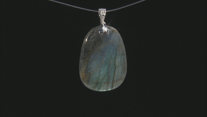 Gray Labradorite Rhodium Over Sterling Silver Enhancer Pendant Video Thumbnail