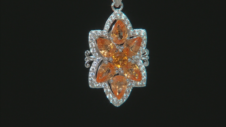 Orange Spessartite Garnet Rhodium Over Silver Pendant With Chain 3.73ctw Video Thumbnail