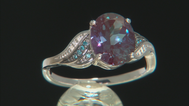 Blue Lab Created Alexandrite Rhodium Over Silver Ring 2.58ctw Video Thumbnail