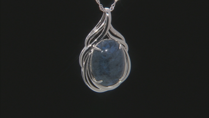 Blue Dumortierite Rhodium Over Silver Pendant With Chain Video Thumbnail