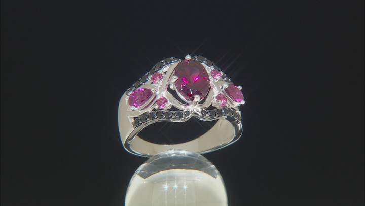 Raspberry Rhodolite Rhodium Over Sterling Silver Ring 2.74ctw Video Thumbnail