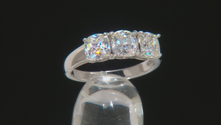 Strontium Titanate Rhodium Over Sterling Silver Ring 4.21ctw Video Thumbnail