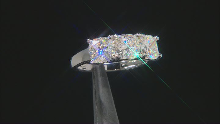Strontium Titanate Rhodium Over Sterling Silver Ring 4.21ctw Video Thumbnail