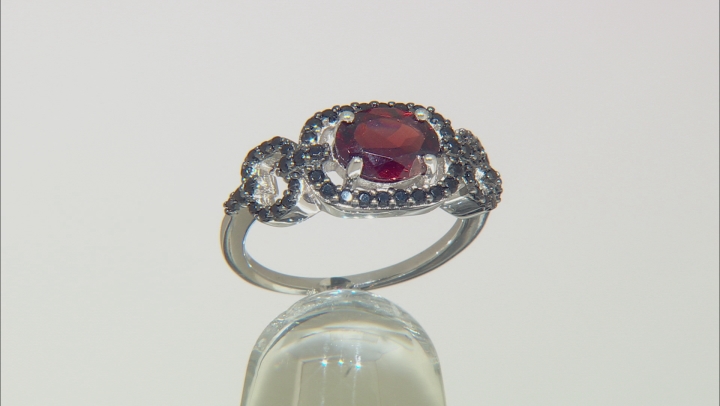 Red Garnet Rhodium Over Sterling Silver Ring 1.96ctw Video Thumbnail