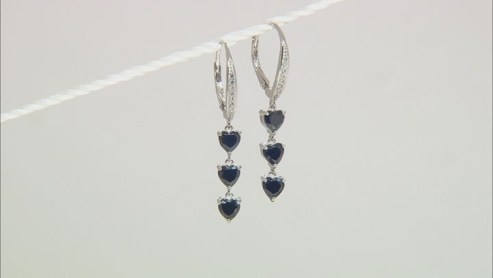 Black Spinel Rhodium Over Sterling Silver Earrings 3.30ctw Video Thumbnail