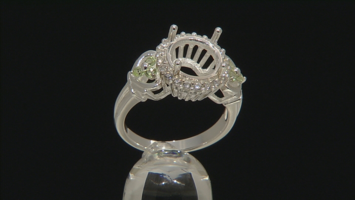 Sterling Silver 10mm Round With .18ctw Peridot And .30ctw Zircon Semi-Mount Ring Video Thumbnail