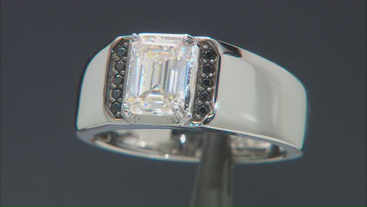 Strontium Titanate and black spinel rhodium over silver mens ring 2.19ctw Video Thumbnail