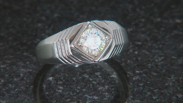 Strontium Titanate rhodium over silver mens ring 1.35ct Video Thumbnail