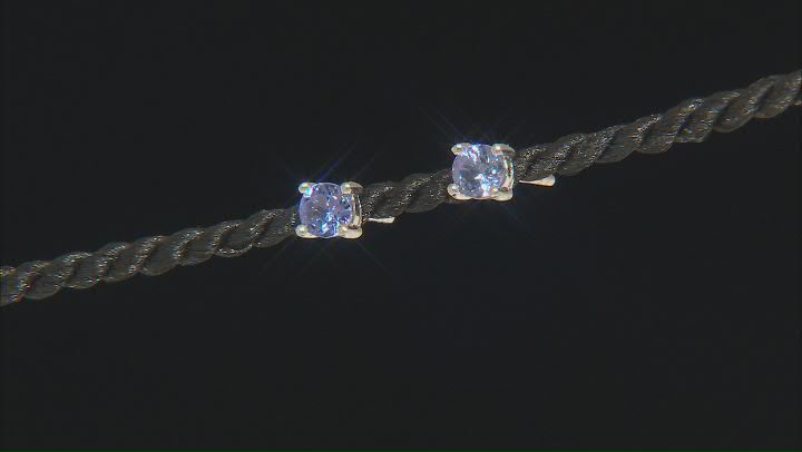 Blue tanzanite solitaire rhodium over sterling silver earrings .43ctw Video Thumbnail