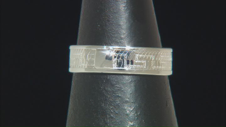 Sterling Silver 5mm Diamond-Cut Herringbone Greek Key Band Ring Video Thumbnail