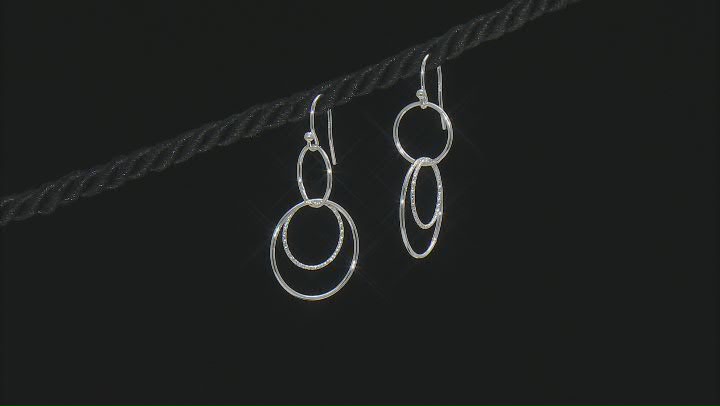 Sterling Silver Interlocking Hoop Dangle Earrings Video Thumbnail
