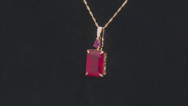 Red Mahaleo® Ruby 14k Yellow Gold Pendant with Chain 9.52ctw Video Thumbnail