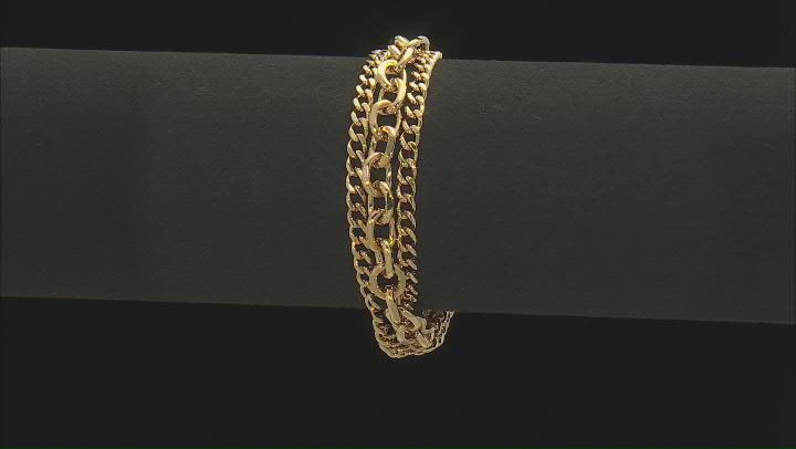 Gold Tone Stainless Steel Multi-Link Bracelet Video Thumbnail