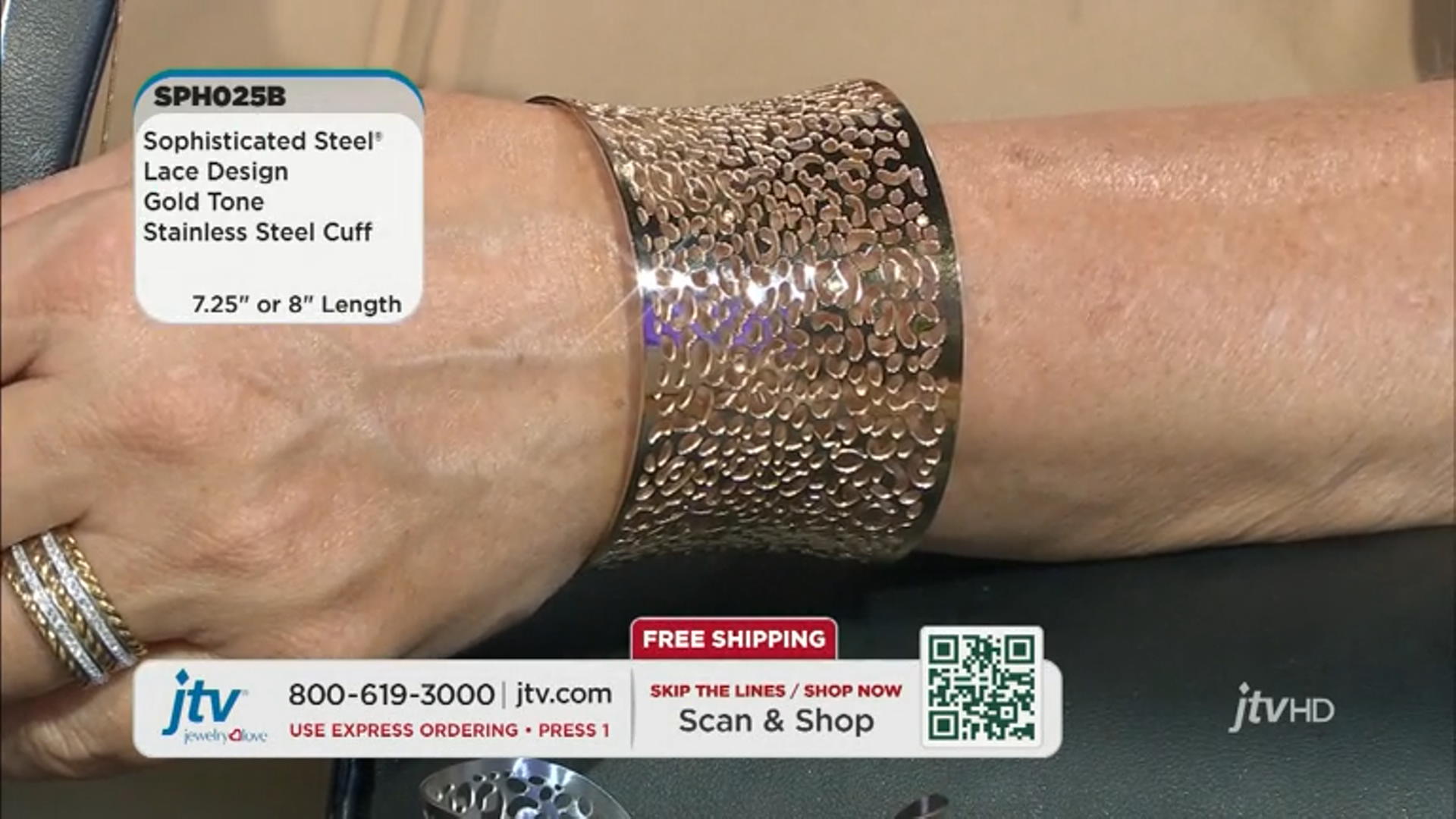 Gold Tone Stainless Steel Lace Design Cuff Video Thumbnail