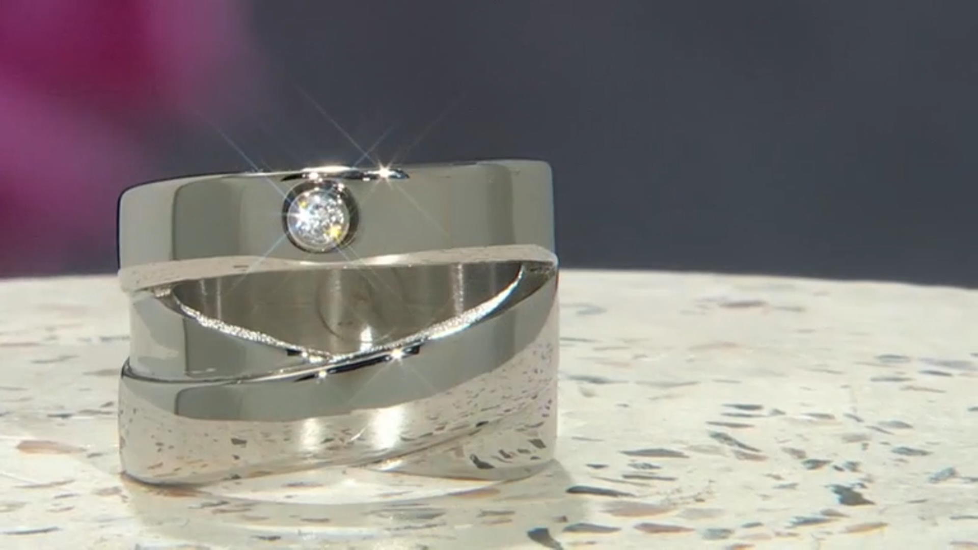 Stainless Steel With Cubic Zirconia Split Band Ring Video Thumbnail