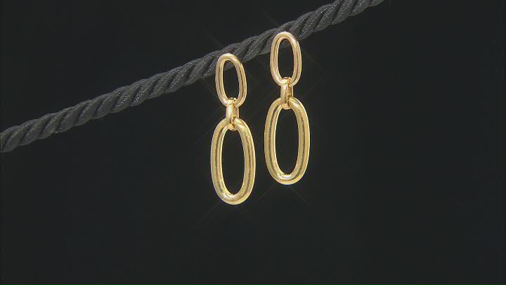 Gold Tone Stainless Steel Drop Earrings Video Thumbnail