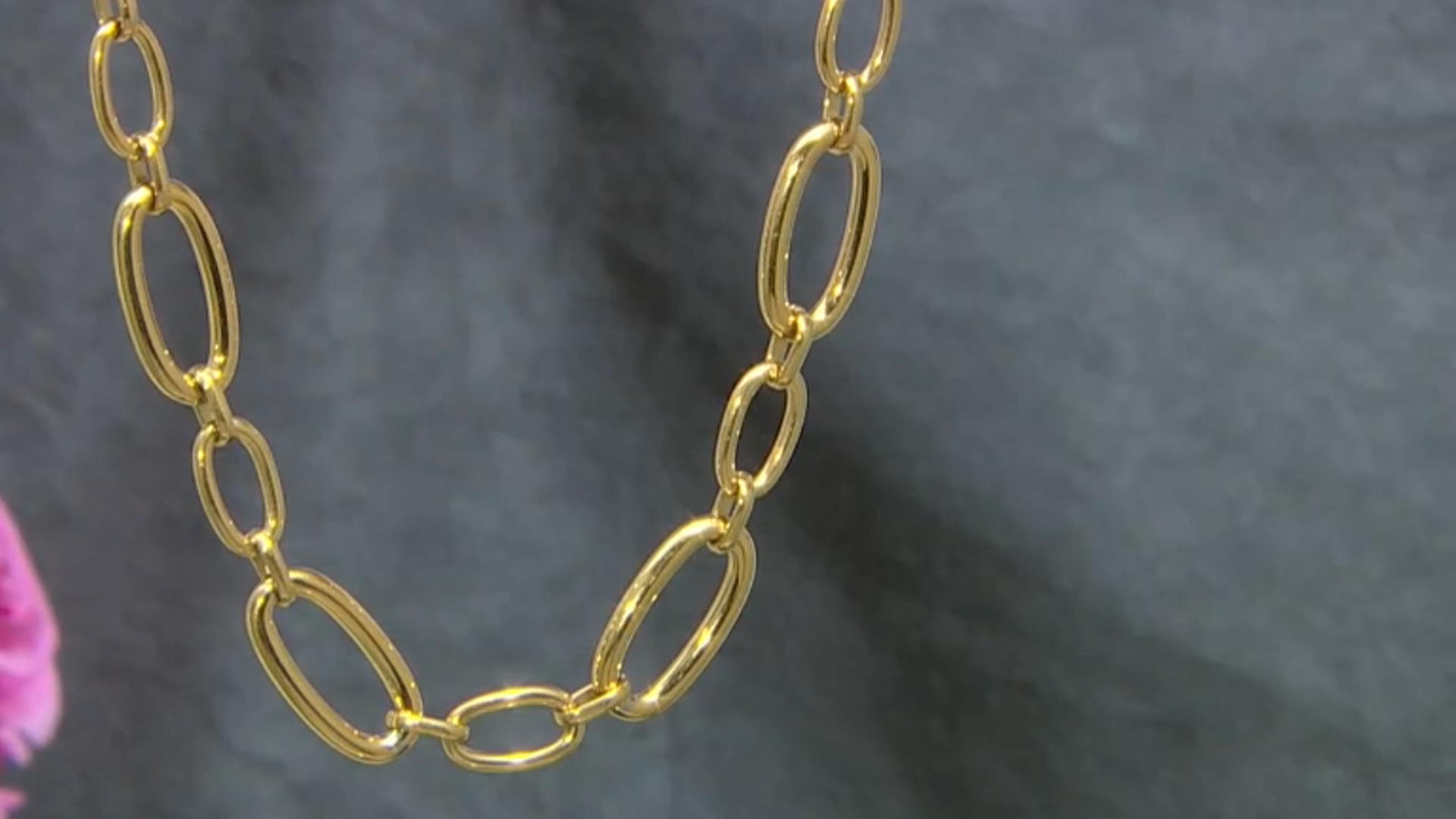 Gold Tone Stainless Steel Oval Link 22 Inch Necklace Video Thumbnail
