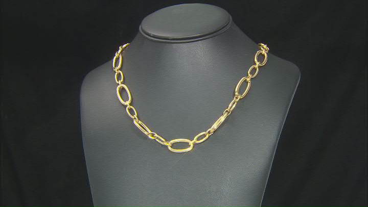 Gold Tone Stainless Steel Oval Link 22 Inch Necklace Video Thumbnail