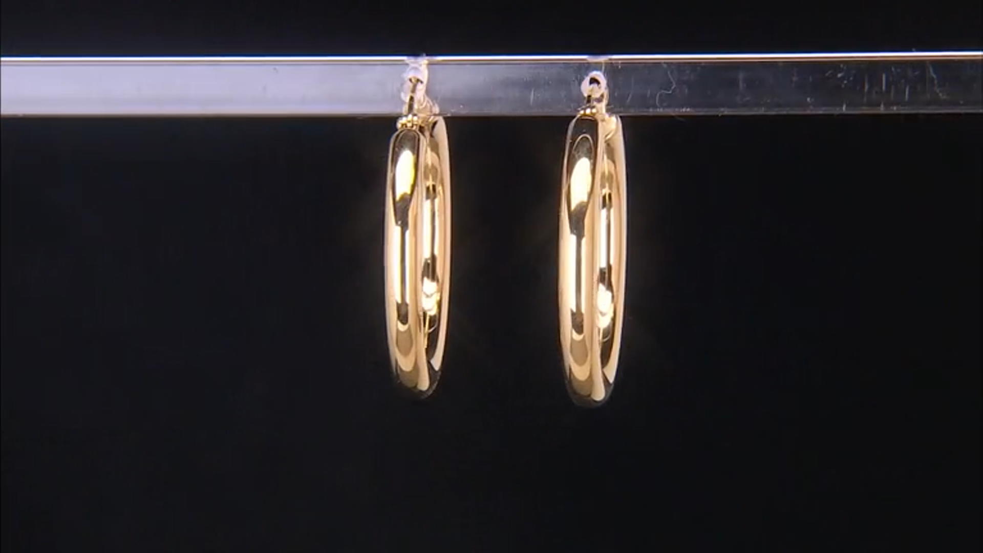 Gold Tone Stainless Steel Hoop Earring Set of 2 Video Thumbnail