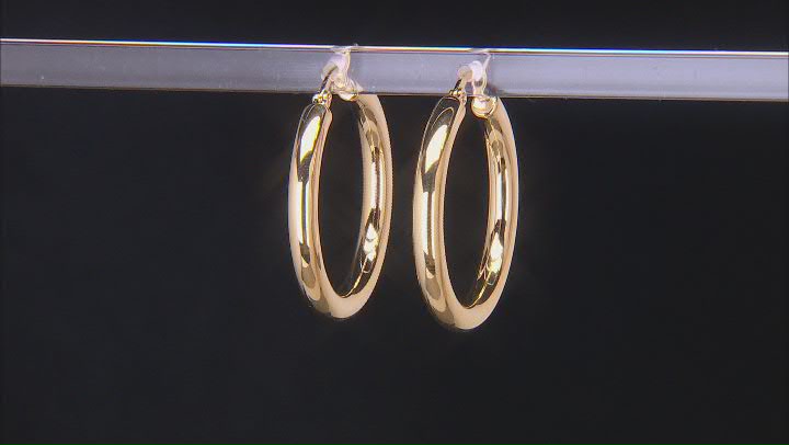 Gold Tone Stainless Steel Hoop Earring Set of 2 Video Thumbnail