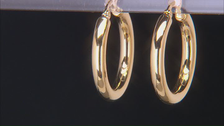 Gold Tone Stainless Steel Hoop Earring Set of 2 Video Thumbnail