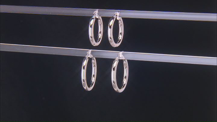 Stainless Steel Hoop Earring Set of 2 Video Thumbnail