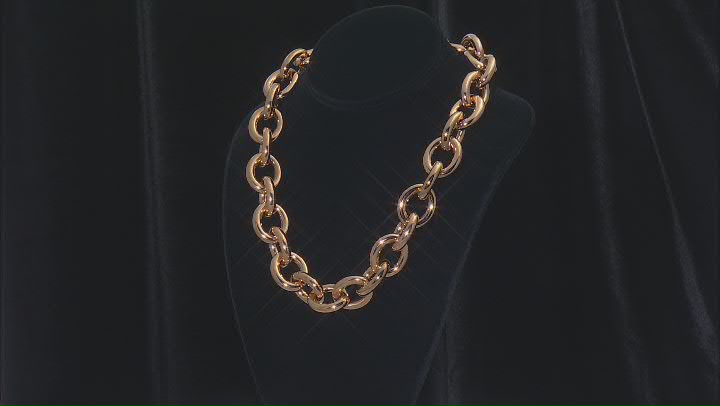 Gold Tone Stainless Steel Oval Link 20 Inch Chain Video Thumbnail