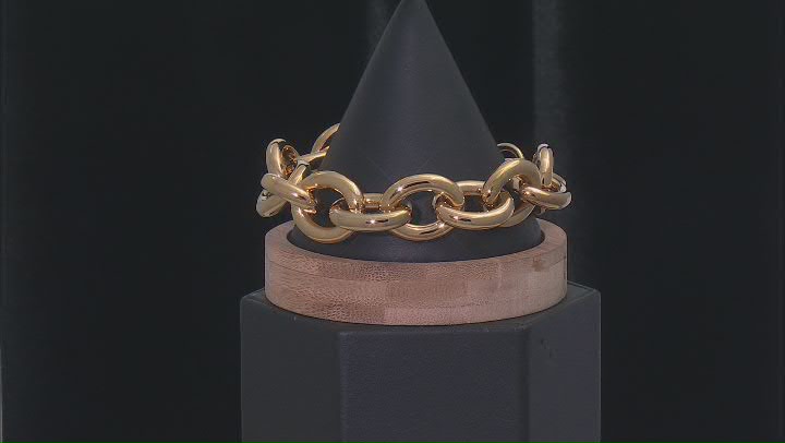 Gold Tone Stainless Steel Link Bracelet Video Thumbnail