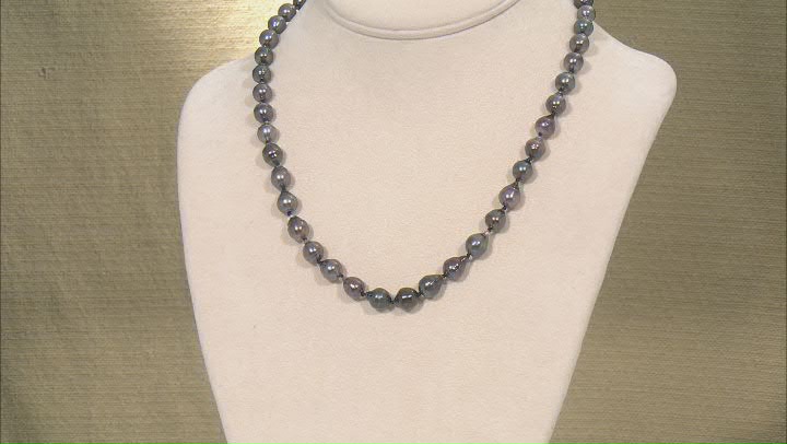 7mm Cultured Tahitian Pearl Rhodium Over Sterling Silver 18 Inch Strand Necklace Video Thumbnail