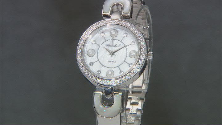 Cultured Freshwater Pearl & South Sea Mother Of Pearl & Cubic Zirconia Rhodium Over Brass Watch Video Thumbnail