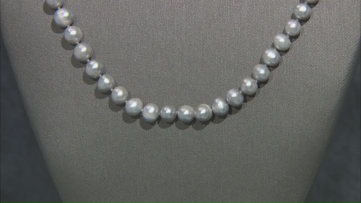 6.5-7.5MM Grey Cultured Freshwater Pearl Strand Necklace Set 18, 24, & 36 Inch Video Thumbnail