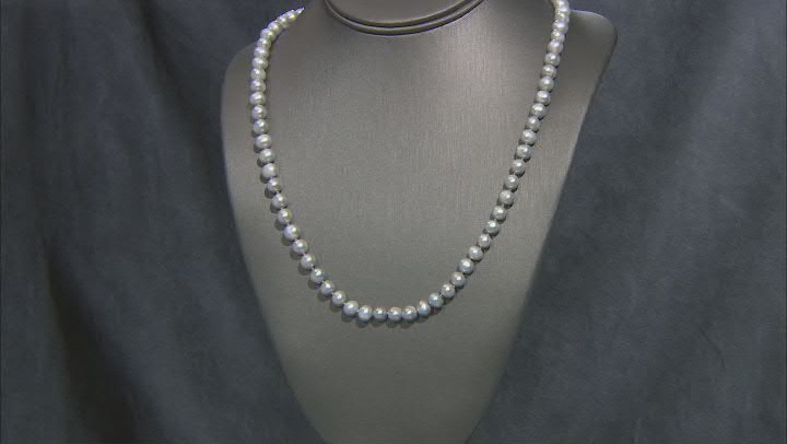 6.5-7.5MM Grey Cultured Freshwater Pearl Strand Necklace Set 18, 24, & 36 Inch Video Thumbnail