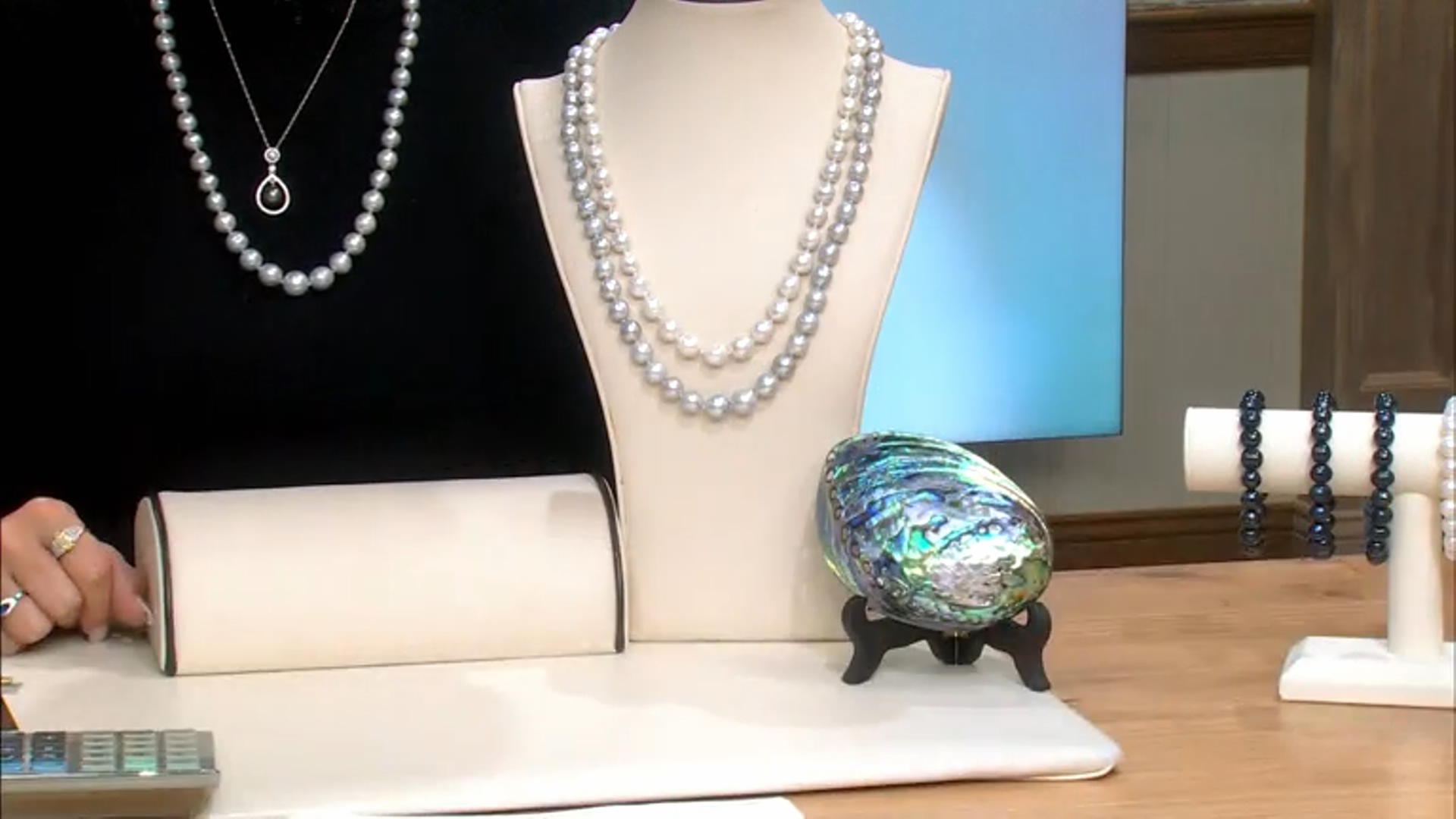 Genusis™ White Cultured Freshwater Pearl Rhodium Over Silver Graduated Strand Necklace Video Thumbnail