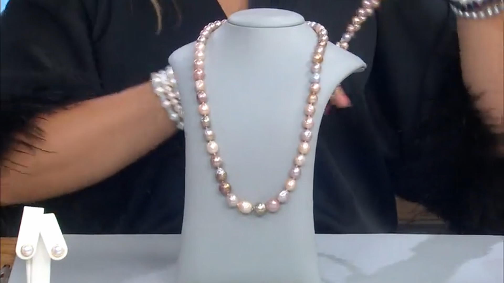 Genusis™ Multi-Color Cultured Freshwater Pearl Rhodium Over Silver Graduated Strand Necklace Video Thumbnail