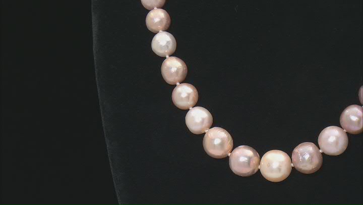 Genusis™ Multi-Color Cultured Freshwater Pearl Rhodium Over Silver Graduated Strand Necklace Video Thumbnail