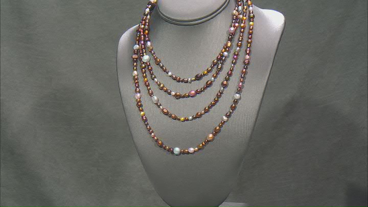 3-8mm Multi-Color Cultured Freshwater Pearl  70 Inch Endless Strand Necklace Video Thumbnail