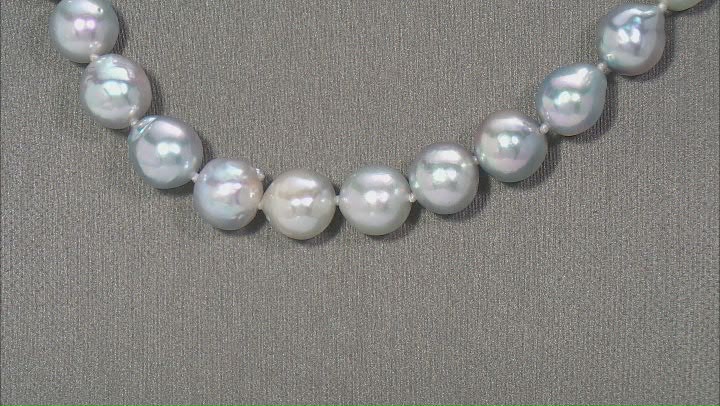 Platinum Cultured Japanese Akoya Pearl Rhodium Over Sterling Silver 18 Inch Strand Necklace Video Thumbnail