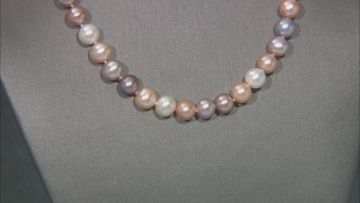 Multi-Pink Cultured Freshwater Pearls 14k Yellow Gold 18 Inch Strand Necklace Video Thumbnail