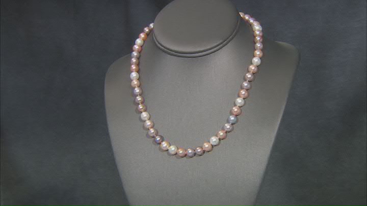 Multi-Pink Cultured Freshwater Pearls 14k Yellow Gold 18 Inch Strand Necklace Video Thumbnail